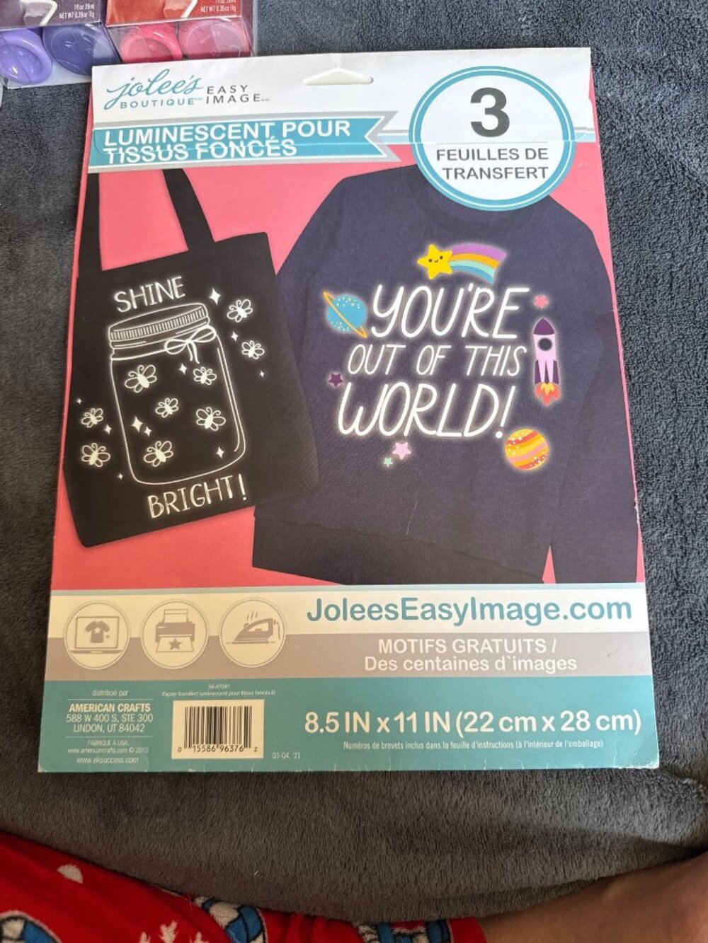 Jolees Easy Image Glow Iron-On Transfer Sheets For Dark Fabrics 3 Sheets 8.5x11